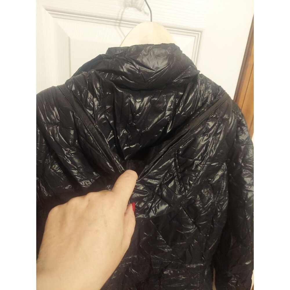Michael MichaelKors Packable Down Fill Black Coat Size XXL Duster Bag Y2K Nylon - Picture 12 of 16